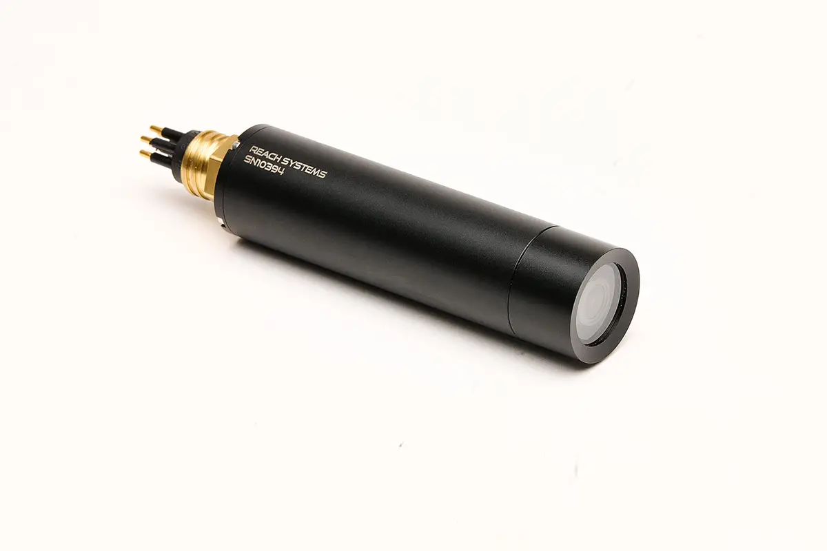 Auk underwater HD dive camera module with connector pins on white background